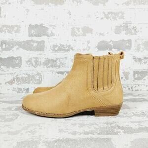 Nordstrom Girls Size 3 Suede Ankle Boots Bootie Tan Almond Toe Side Zip